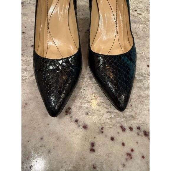 Kate Spade Black Textured Leather Pointed Toe Pumps Italy sz 9 - Picture 2 of 7